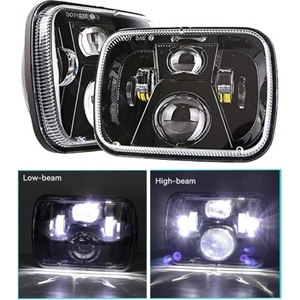  Комплект от 2бр. универсален 45W ЛЕД LED фар лампа халоген 12V-24V къси/дълги 20 x 14cm за АТВ джип мотоциклет камион тр