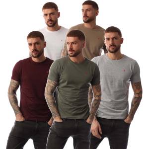 Farah Тениска Farah Wardlow 5 Pack Lounge T-Shirts - Grey green