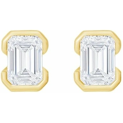 Eppi Minimalistické zlaté napichovacie náušnice s emerald lab-grown diamantom Agata E49174