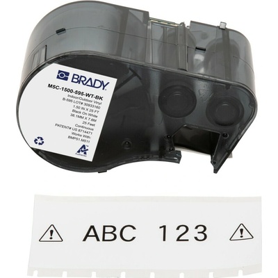 Brady M5C-1500-595-WT-BK / 170944, 38.10 mm x 7.62 m, Vinyl, čierna tlač / biely podklad