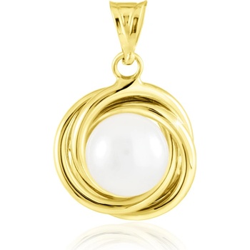 Gemmax Zlatý přívěsek s bílou perlou GLPYP 34981