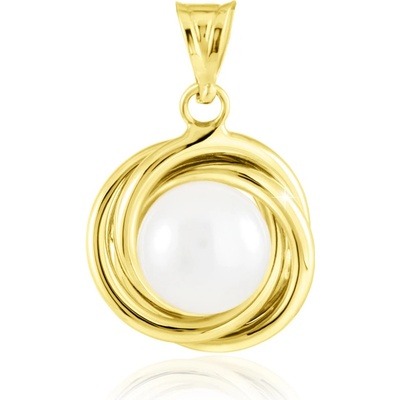 Gemmax Zlatý přívěsek s bílou perlou GLPYP 34981