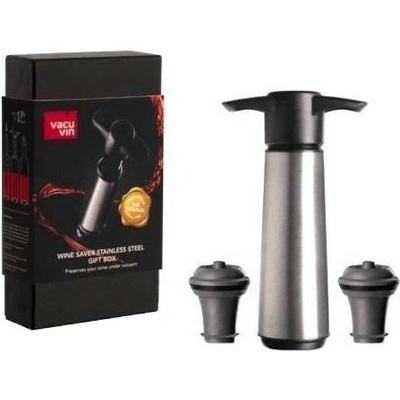 Vacu Vin Pumpička na víno + 2 vaku špunty, nerez, gift box - VacuVin