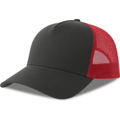 Atlantis Headwear Rapper Cotton-S 5 panelová Trucker COT330260y1499-dark grey/r Šedá tmavá/červená