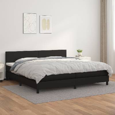 Petrashop 3141023 boxspring postel s matrací černá umělá kůže