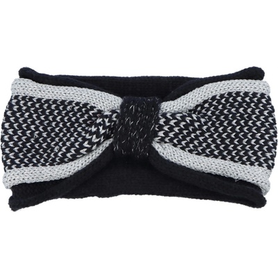 Dvojbarevná pletená dámská čelenka ve tvaru mašle Silvia modrá