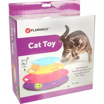 Flamingo Interaktivní hračka pro kočky Bagera + míčky 24x13cm