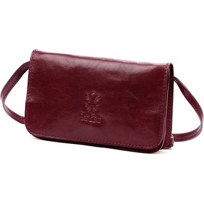 Tmavěvínová pevná malá kožená crossbody kabelka Florence 107