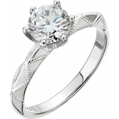 Evolution Group Stříbrný prsten MIA s ornamentem 15M00005 moissanite