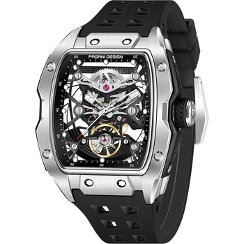 Pagani Design Мъжки часовник Pagani Design Rubefy, Автоматичен, Скелетон, Сребрист / Черен (PD-YS018-BLACK-SILVER)
