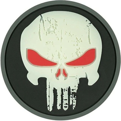 101INC Nášivka 3D plastová PUNISHER RED EYES velcro GLOW IN THE DARK 444190-7573