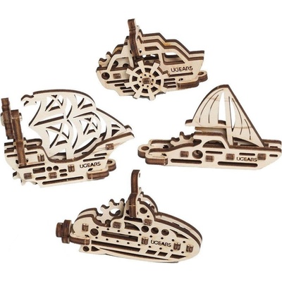 Ugears 3D mechanické puzzle prívesky Vozidlá 4 ks