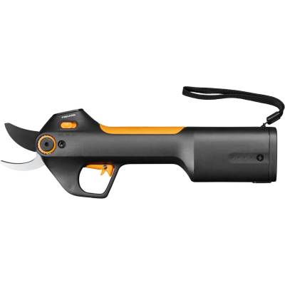 Fiskars cordless secateurs M Bypass, integrated 8V lithium-ion battery, 2 cutting modes, up to 3, 500 cuts per charge, for branches up to Ø 25 mm, USB-C charging cable, black/orange, 1082297
