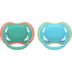 Philips Залъгалки Philips Avent - Ultra Air, 6-18 м, с кутийка, 2 броя, зелена/синя (SCF087/10) - baby