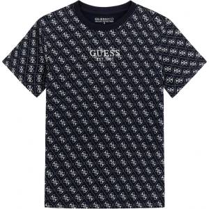 GUESS Тениска с къс ръкав за момче в тъмно син цвят с бели лога Guess