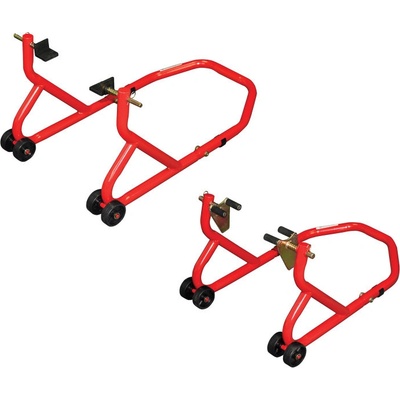 BikeTek Series 3 Predný a zadný Paddock stojan červený PDS2PC
