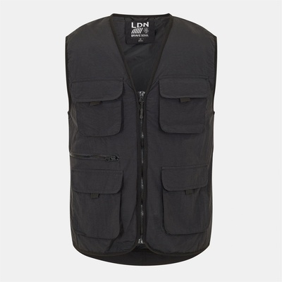 Brave Soul Яке Brave Soul Men's Padded Sleeveless Utility Bomber Jacket - Black