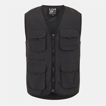 Brave Soul Яке Brave Soul Men's Padded Sleeveless Utility Bomber Jacket - Black