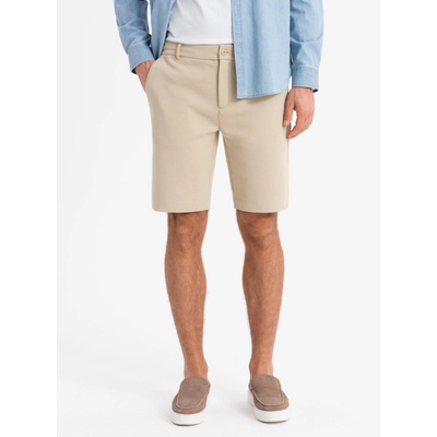Ombre Clothing Мъжки къси панталони SLIM FIT от структурирано меланжирано трико бежово Ombre Clothing Ombre Clothing | Bezhov | МЪЖЕ | XL
