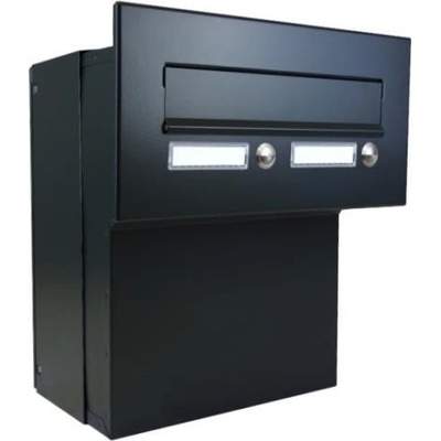 DOLS F-046 ČD-36 RAL9005 - poštová schránka na zamurovanie, s 2x menovkou a 2x zvončekovým tlačidlom, čierna