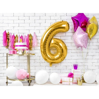 Party Deco FB1M-6-019 Fóliový balón Číslo zlatý 86cm 6