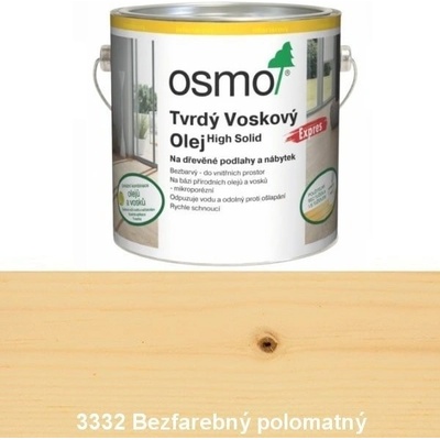 Osmo 3332 Tvrdý voskový olej Expres 2,5 l Bezfarebný hodvábny polomat