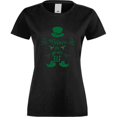 Дамска тениска Believe in your Elf черна