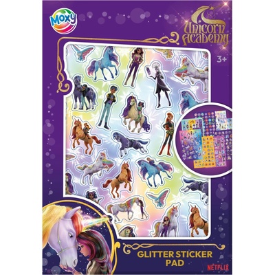 Grafix Kkniha třpytivých samolepek unicorn academy