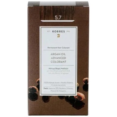 KORRES Боя за коса с технология pigment-lock с Арганово масло Шоколад , Korres Argan Oil Advanced Colorant 50ml Permanent Hair Colorant 5.7 Chocolate