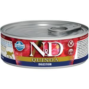 Farmina N&D Quinoa Cat Digestion мокра храна без зърнени култури за здрав стомах, за котки в зряла възраст, с агнешко, киноа, копър и артишок 80gr