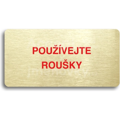 ACCEPT Piktogram POUŽÍVEJTE ROUŠKY - zlatá tabulka - barevný tisk bez rámečku