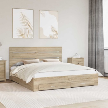 vidaXL Рамка за легло Сонома дъб 200 x 200 cm Инженерно дърво (3411939)