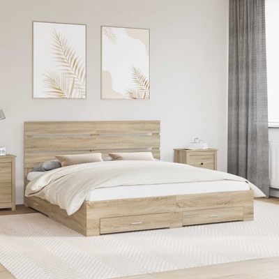 vidaXL Рамка за легло Сонома дъб 200 x 200 cm Инженерно дърво (3411939)