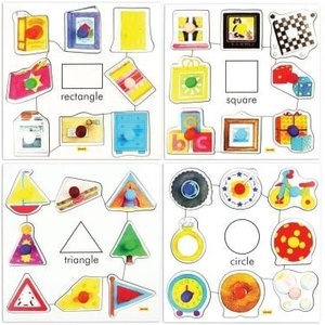 Bigjigs Toys - Комплект от 4 дървени пъзела - Формички 3 (BJ088)