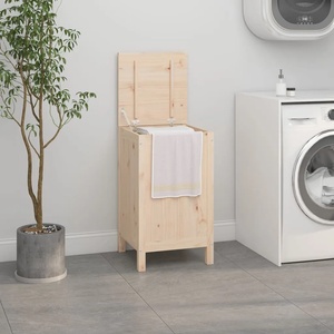 vidaXL Кутия за пране, 44x44x76 см, борово дърво масив (823574)