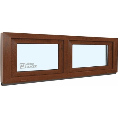 KÖMMERLING Plastové okno - 70 AD, 2100x500 mm, S/S, ořech čiré, ořech/bílá