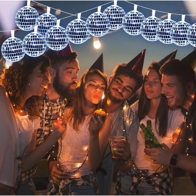 DENR Světelný LED řetěz 20 disco koulí Barva: Studená bílá