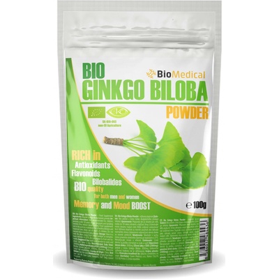 BioMedical Bio Ginkgo Biloba Powder Bio prášok z listov Ginka 100 g