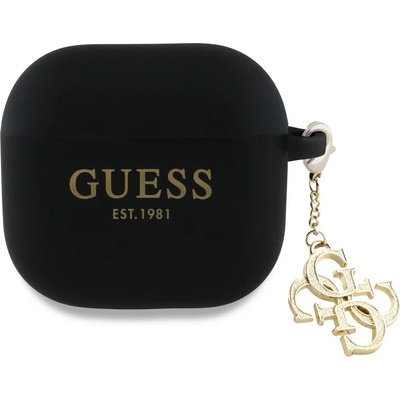 Guess GUA4LECG4K силиконов калъф за AirPods 4 черен с 4G Charm (GUA4LECG4K)