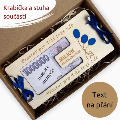 PanDatel Dřevěné pouzdro na peníze - MILION - Váš text