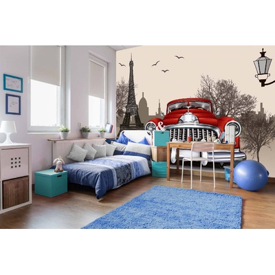 DIMEX ART Самозалепваща се флизелинова фототапета ретро кола в париж 375 x 250 см