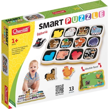 Quercetti Магнитен детски пъзел Quercetti - Smart, животните от фермата (230)