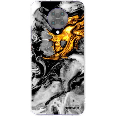 Púzdro Picasee silikónové Xiaomi Poco F2 Pro - Black Gold 2 čiré