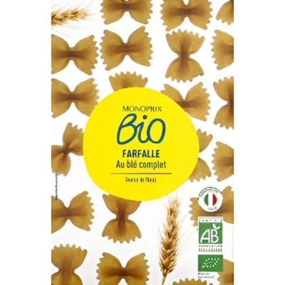 Monoprix BIO Celozrnné těstoviny farfalle 0,5 kg
