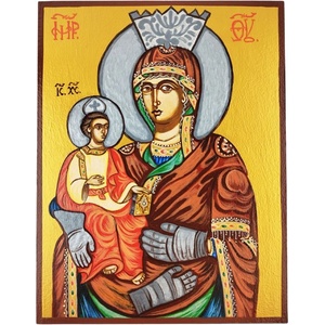  ГОЛЯМА РЪЧНО РИСУВАНА ИКОНА СВЕТА БОГОРОДИЦА ТРОЕРУЧИЦА