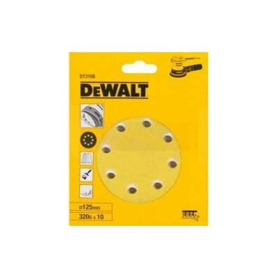 DeWALT DT3108 KOTÚČE BRÚSNE+SUCHÝ ZIPS,125mm K320 10KS