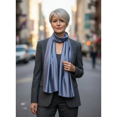 Classic Scarf šála s hedvábím modrá