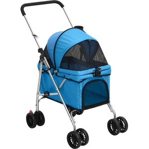 vidaXL Сгъваема количка за кучета синя 76x50x100 см Оксфорд плат (172200)
