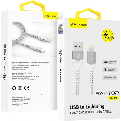 Blavec CRA-UL24WS05 USB na Lightning - 2,4A, 0,5m, bílo-stříbrný