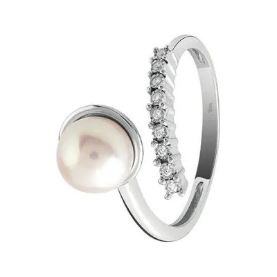 Bliss Пръстен бяло злато с перла и диаманти Bliss 20086705 (20086705)